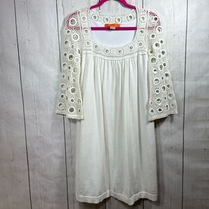 Cynthia Cynthia Steffe Ivory Crochet Sleeve Mini Dress Eyelet Boho Resort